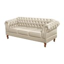 Ver imagem 4 de Kit 3 Peças com 1 Sofá 3 Lugares e 2 Poltronas Chesterfield Couro Sintético Retrô Dom Pedro Bege