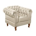 Ver imagem 5 de Kit 3 Peças com 1 Sofá 3 Lugares e 2 Poltronas Chesterfield Couro Sintético Retrô Dom Pedro Bege