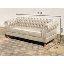 Ver imagem 2 de Kit 3 Peças com 1 Sofá 3 Lugares e 2 Poltronas Chesterfield Couro Sintético Retrô Dom Pedro Bege