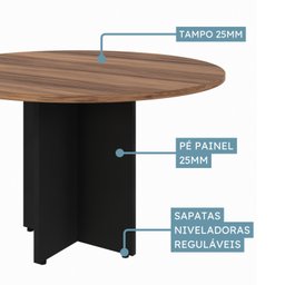 Mesa de Reunião Redonda 4 Lugares Pé Painel - 6