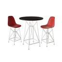 Ver imagem 1 de Jogo Mesa Bistrô Eames Preta 60Cm 2 Banquetas Vermelha Base Ferro Branco - Cor: Preto
