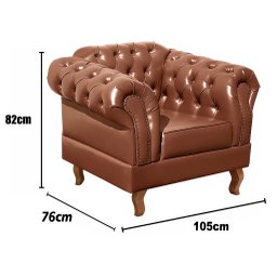 Conjunto Sofá Chesterfield 3 Lugares + 2 Poltronas Dom Pedro - 5