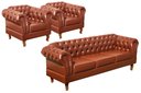 Ver imagem 1 de Conjunto Sofá Chesterfield 3 Lugares + 2 Poltronas Dom Pedro Marrom Caramelo
