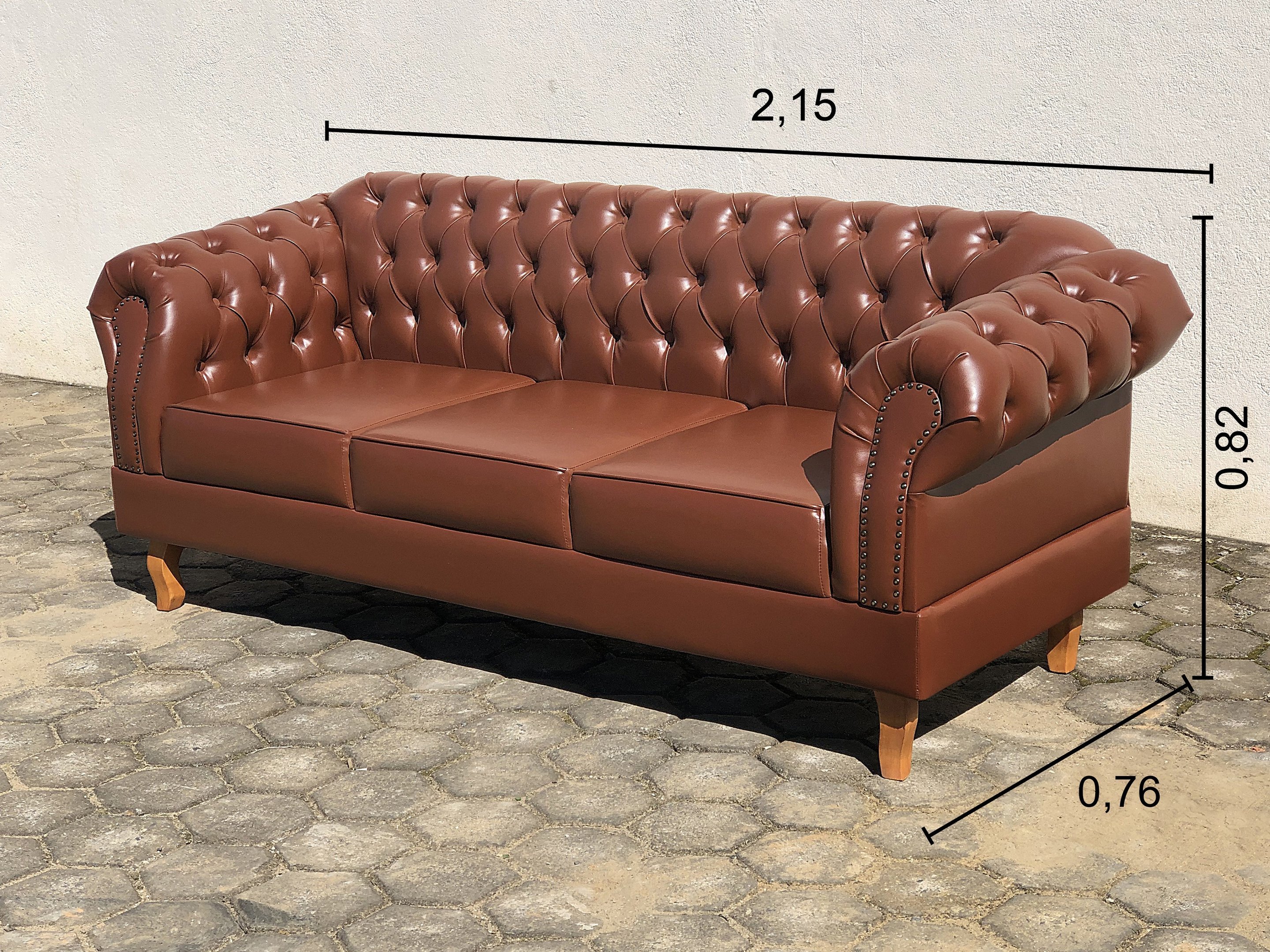 Conjunto Sofá Chesterfield 3 Lugares + 2 Poltronas Dom Pedro - 3