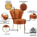 Ver imagem 4 de Cadeira para Recepção Moderna Sala de Espera Ergonômica Tecido Veludo Confortável Pés de Ferro