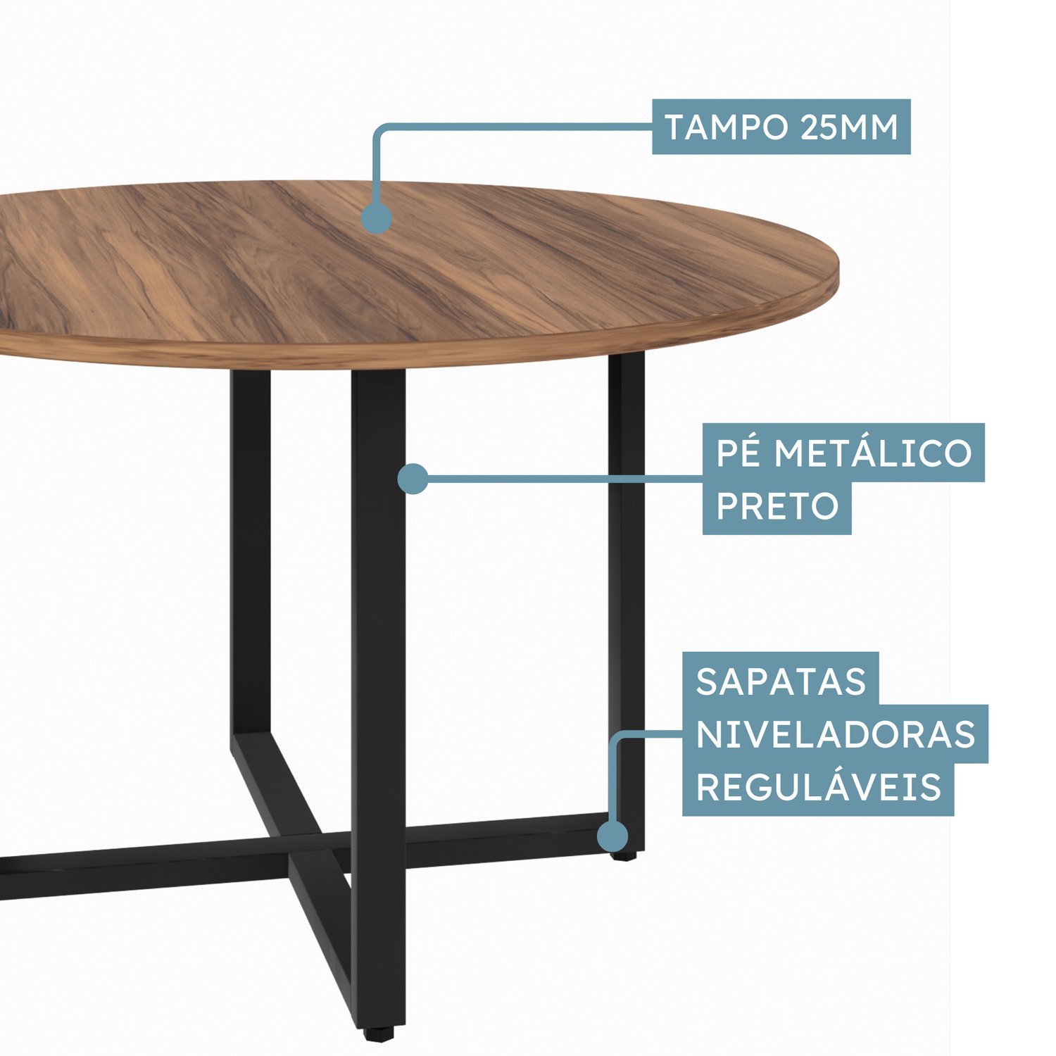 Mesa de Reunião Circular Pé Quadro - 2