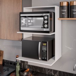 Armário Suporte para Microondas e Forno Suspenso Cozinha Lauren Branco - 1