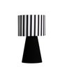 abajur elegance poptem tecido estampado preto e listras luminária mesa cúpula cabeceira quarto sala  - 1