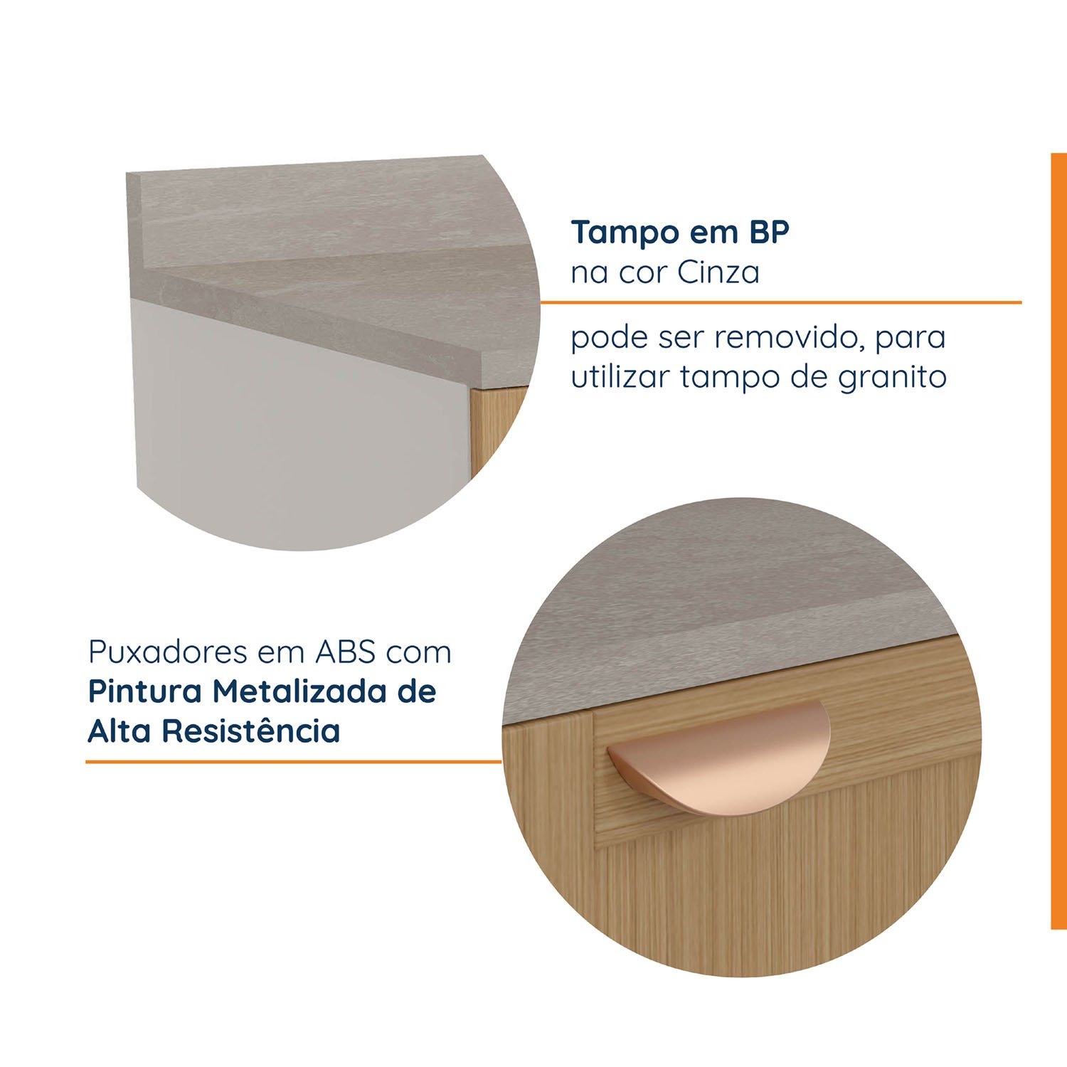 Cozinha Modulada 7 Peças com Tampo 1 Torre 3 Aéreos 3 Balcões Arizona Cabecasa Madeiramadeira - 4