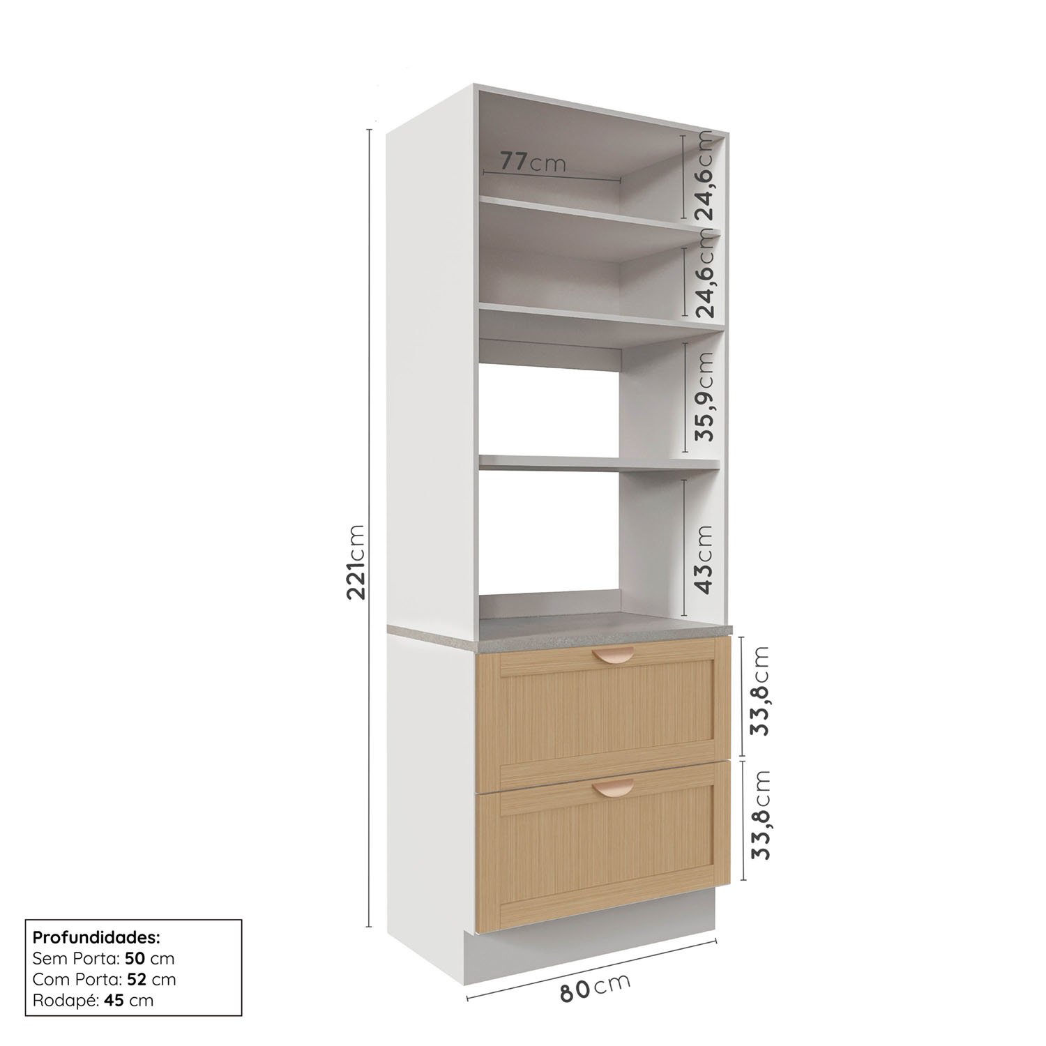 Cozinha Modulada 7 Peças com Tampo 1 Torre 3 Aéreos 3 Balcões Arizona Cabecasa Madeiramadeira - 11