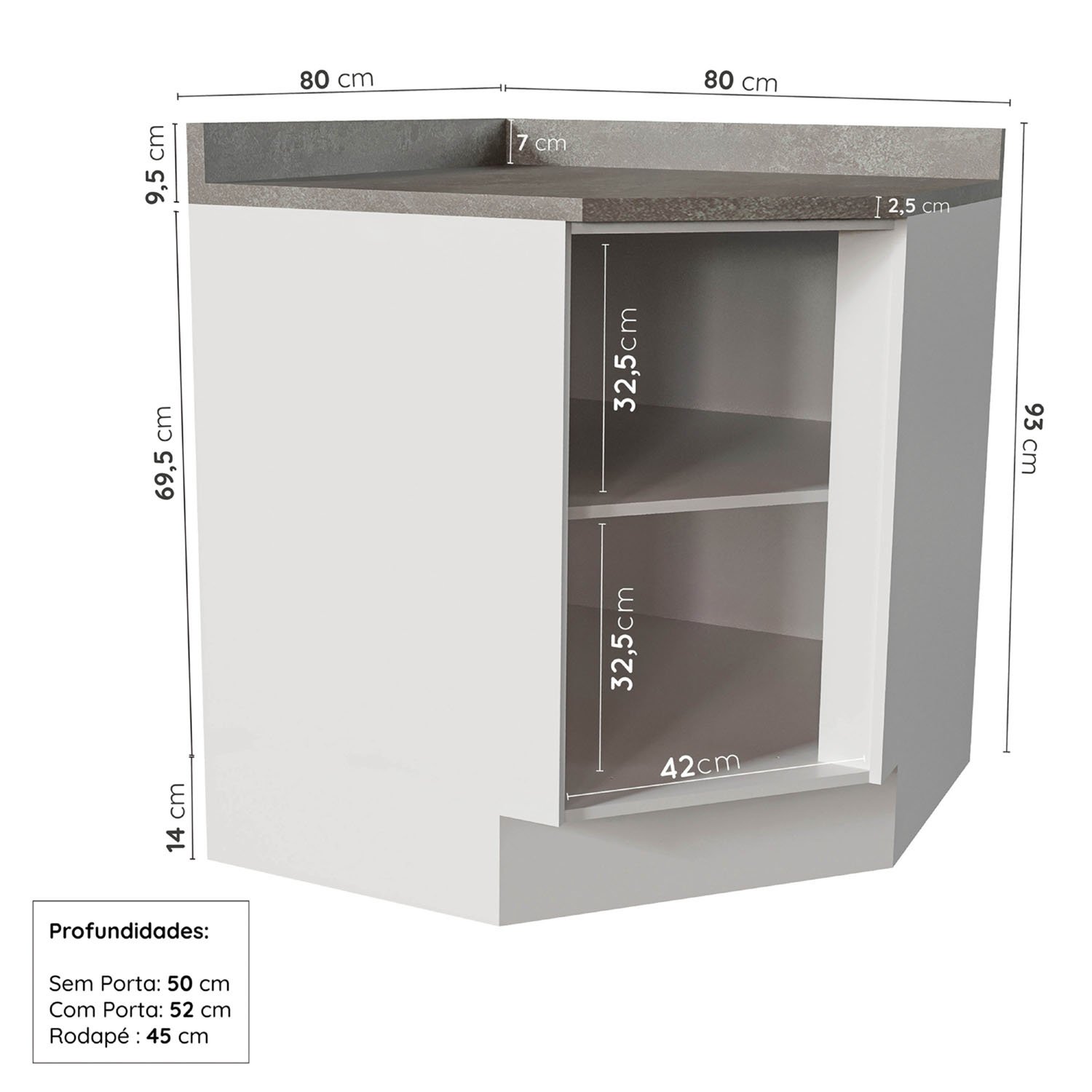 Cozinha Modulada 7 Peças com Tampo 1 Torre 3 Aéreos 3 Balcões Arizona Cabecasa Madeiramadeira - 15