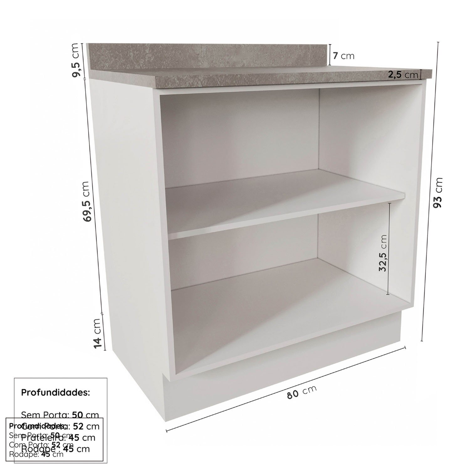 Cozinha Modulada 7 Peças com Tampo 1 Torre 3 Aéreos 3 Balcões Arizona Cabecasa Madeiramadeira - 16