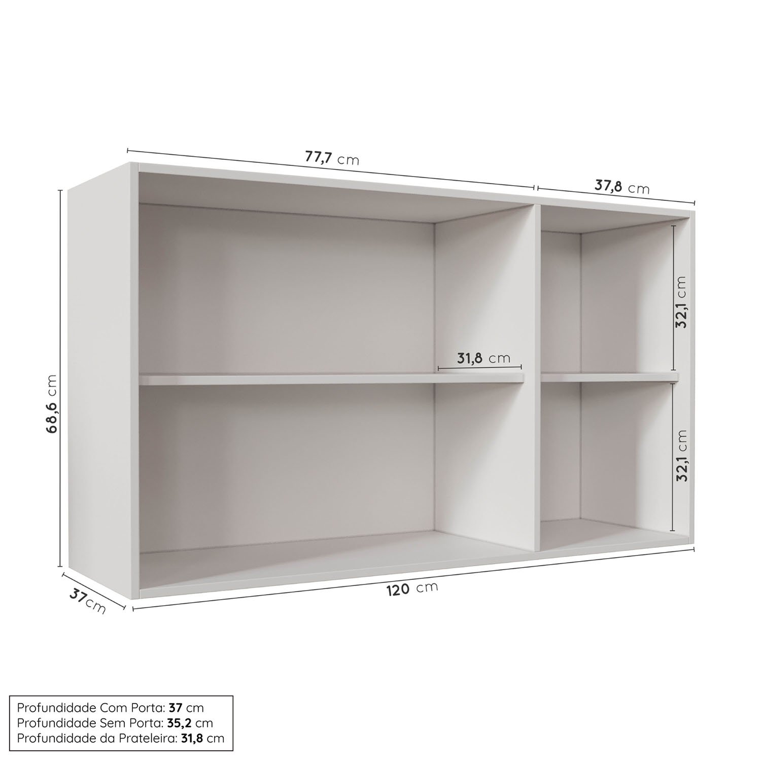 Cozinha Modulada 7 Peças com Tampo 1 Torre 3 Aéreos 3 Balcões Arizona Cabecasa Madeiramadeira - 13