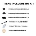 Ver imagem 2 de Jogo de Assadeira Quadrada 03 Peças Antiaderentes + Luva Térmica + Pincel Preto + Descanso de Panela