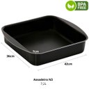 Ver imagem 5 de Jogo de Assadeira Quadrada 03 Peças Antiaderentes + Luva Térmica + Pincel Preto + Descanso de Panela