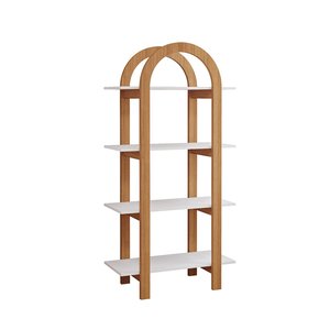 Estante Cupcake Moderno Curvo Premium Livreiro Prateleiras Design Cor Acetinado/nature
