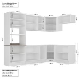Cozinha Modulada 7 Peças sem Tampo 1 Torre 3 Aéreos 3 Balcões Arizona CabeCasa MadeiraOriginals - 3