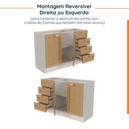 Cozinha Modulada 7 Peças sem Tampo 1 Torre 3 Aéreos 3 Balcões Arizona CabeCasa MadeiraOriginals - 7