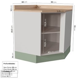 Cozinha Modulada 7 Peças com Tampo 1 Torre 3 Aéreos 3 Balcões Arizona Cabecasa Madeiramadeira - 12