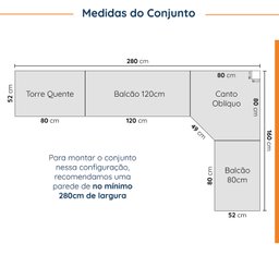 Cozinha Modulada 7 Peças com Tampo 1 Torre 3 Aéreos 3 Balcões Arizona Cabecasa Madeiramadeira - 2