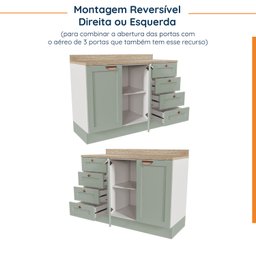 Cozinha Modulada 7 Peças com Tampo 1 Torre 3 Aéreos 3 Balcões Arizona Cabecasa Madeiramadeira - 6