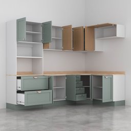 Cozinha Modulada 7 Peças com Tampo 1 Torre 3 Aéreos 3 Balcões Arizona Cabecasa Madeiramadeira - 7