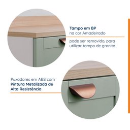 Cozinha Modulada 7 Peças com Tampo 1 Torre 3 Aéreos 3 Balcões Arizona Cabecasa Madeiramadeira - 4