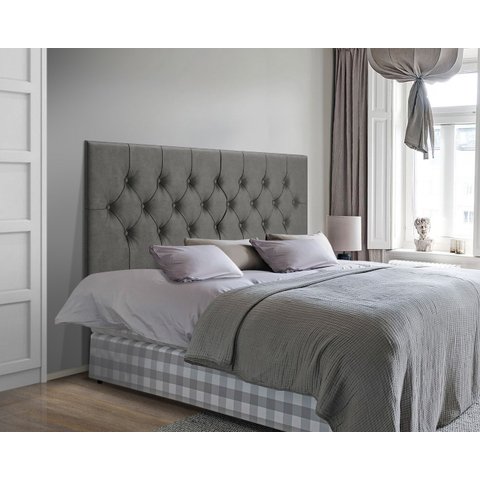 Cabeceira Painel Cama Casal 1,40 Capitonê Box Estofada - Cinza Suede