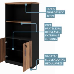 Armário para Escritório Multiuso Aberto Alto com Chave - 3