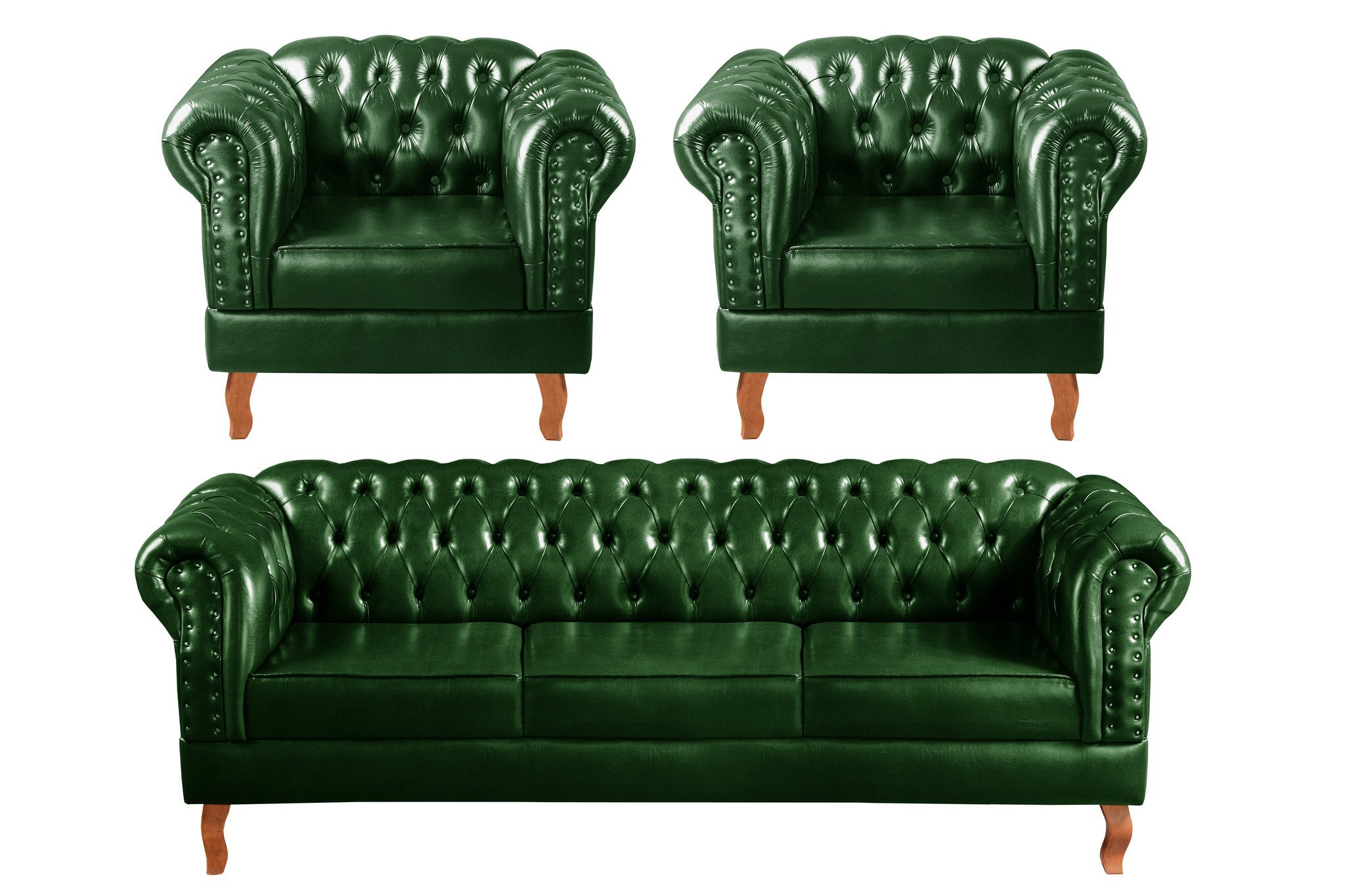 Conjunto Sofá Chesterfield 3 Lugares + 2 Poltronas Dom Pedro - 1