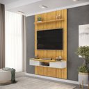 Ver imagem 1 de Painel Suspenso Ripado Seko Tv 55" Portas Basculantes Borda Chanfrada Cedro/bali G18 - Gran Belo
