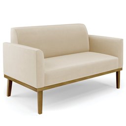 Sofá Namoradeira Base Madeira Castanho Maressa Suede Bege - Ibiza - 1