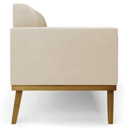 Sofá Namoradeira Base Madeira Castanho Maressa Suede Bege - Ibiza - 6