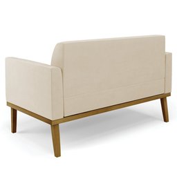 Sofá Namoradeira Base Madeira Castanho Maressa Suede Bege - Ibiza - 5