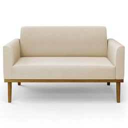 Sofá Namoradeira Base Madeira Castanho Maressa Suede Bege - Ibiza - 7