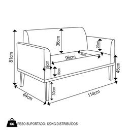 Sofá Namoradeira Base Madeira Castanho Maressa Suede Bege - Ibiza - 4