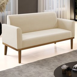 Sofá Namoradeira Base Madeira Castanho Maressa Suede Bege - Ibiza - 2