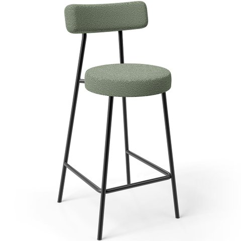 Banqueta Baixa para Cozinha Sala de Jantar Bar Bancada Milão L02 Bouclê Oliva - lyam decor Lyam Deco
