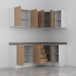 Cozinha Modulada 6 Peças com Tampo 3 Aéreos e 3 Balcões Arizona Cabecasa Madeiramadeira - 10