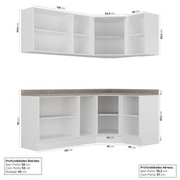 Cozinha Modulada 6 Peças com Tampo 3 Aéreos e 3 Balcões Arizona Cabecasa Madeiramadeira - 3