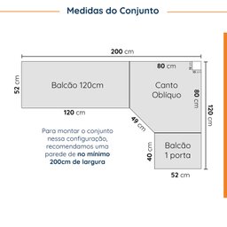 Cozinha Modulada 6 Peças com Tampo 3 Aéreos e 3 Balcões Arizona Cabecasa Madeiramadeira - 2