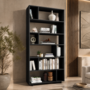 Ver imagem 1 de Estante para Livros 5 Prateleiras 12 Nichos BE44 90cm Preto - BRV Móveis