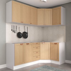 Cozinha Modulada 6 Peças sem Tampo 3 Aéreos e 3 Balcões Arizona Cabecasa Madeiramadeira