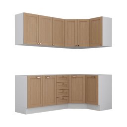 Cozinha Modulada 6 Peças sem Tampo 3 Aéreos e 3 Balcões Arizona Cabecasa Madeiramadeira - 9