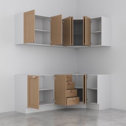 Cozinha Modulada 6 Peças sem Tampo 3 Aéreos e 3 Balcões Arizona Cabecasa Madeiramadeira - 10