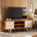 Ver imagem 2 de Rack Tv 50 Pol 136cm Bancada para Sala Korelli Cinamomo/off White M20 - D’Rossi