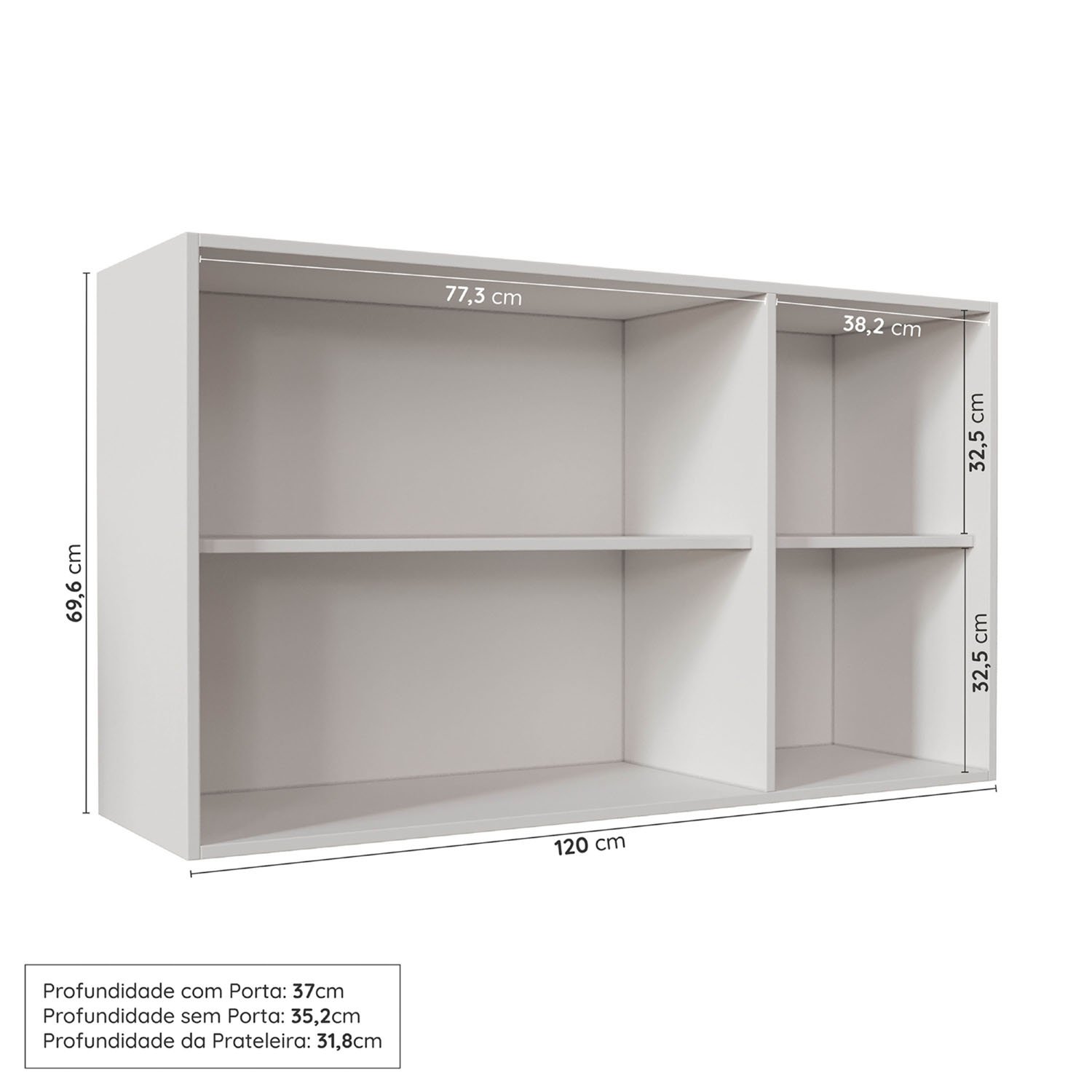 Cozinha Modulada 6 Peças com Tampo 3 Aéreos e 3 Balcões Arizona Cabecasa Madeiramadeira - 12