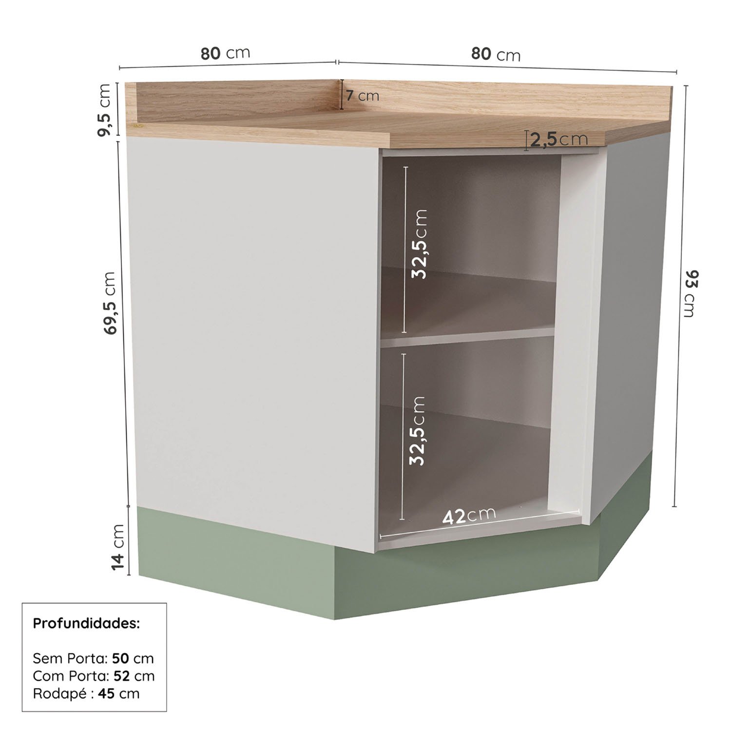 Cozinha Modulada 6 Peças com Tampo 3 Aéreos e 3 Balcões Arizona Cabecasa Madeiramadeira - 14