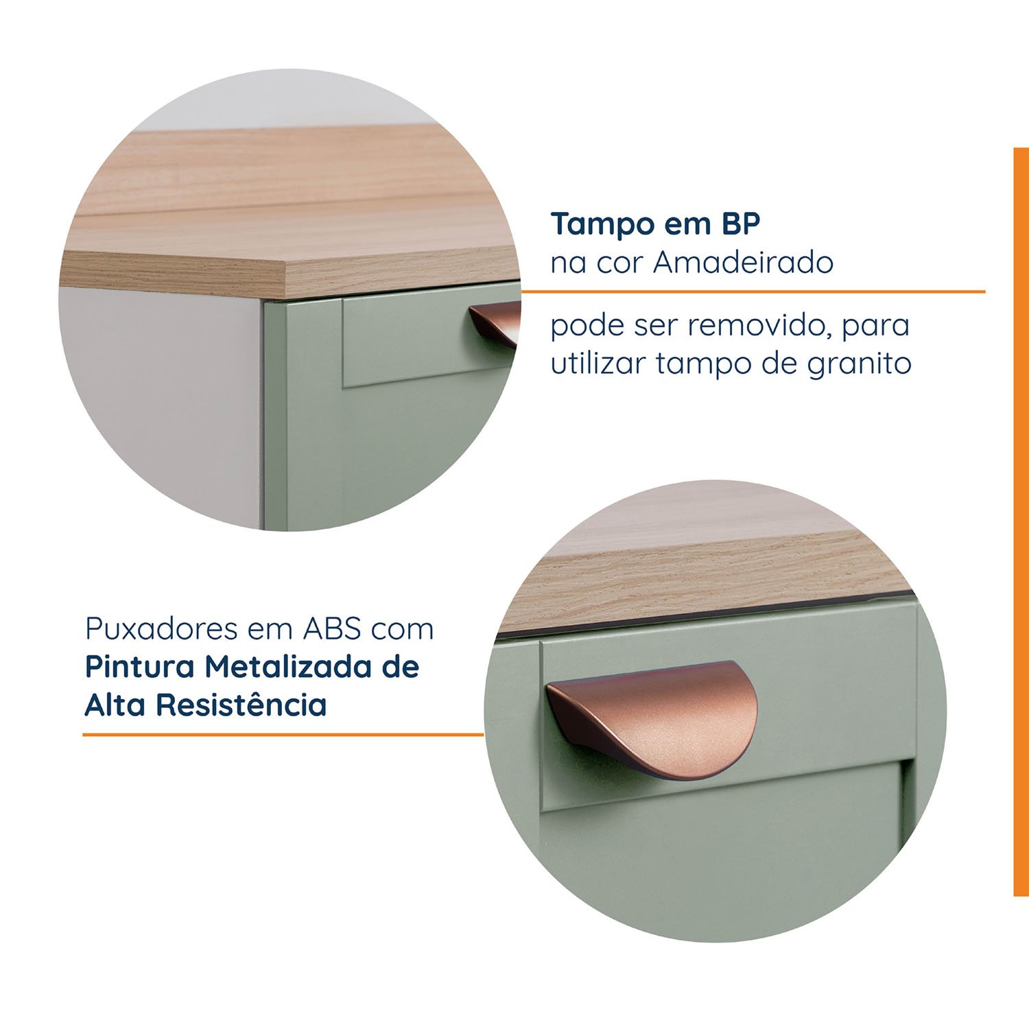 Cozinha Modulada 6 Peças com Tampo 3 Aéreos e 3 Balcões Arizona Cabecasa Madeiramadeira - 4