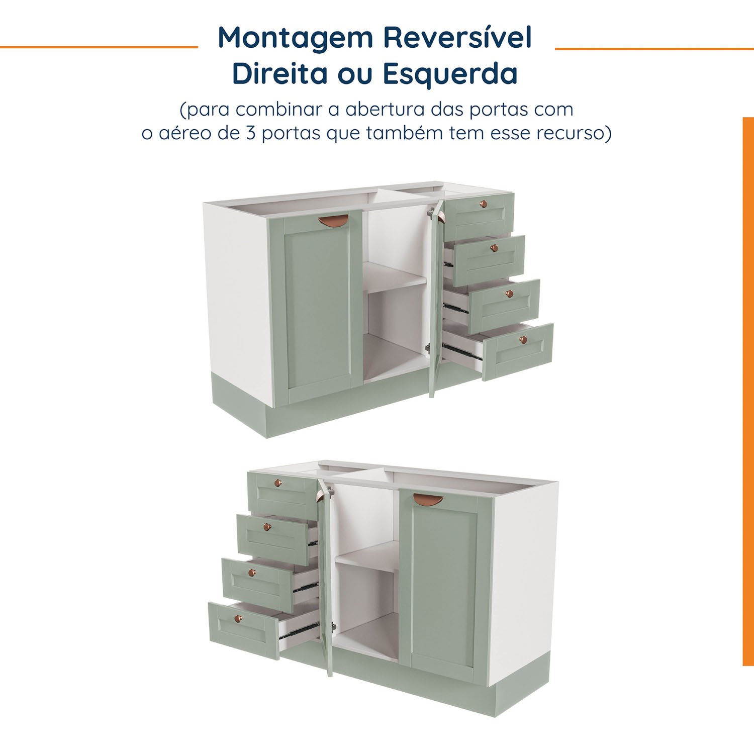 Cozinha Modulada 6 Peças sem Tampo 3 Aéreos e 3 Balcões Arizona Cabecasa Madeiramadeira - 7